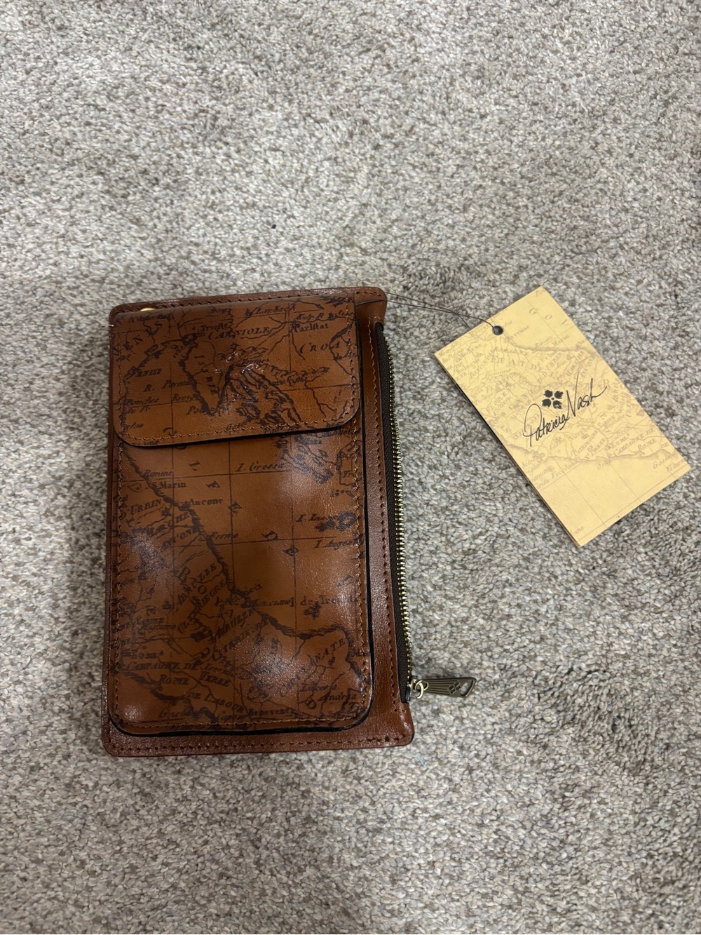 NEW! Patricia Nash Purse Chiavella Leather Phone Crossbody Wallet Map Print